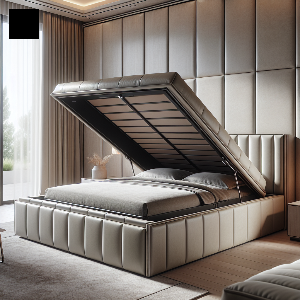yakkaai_ai_1773056074.png Canapé silencioso abierto con almacenamiento interior en dormitorio moderno