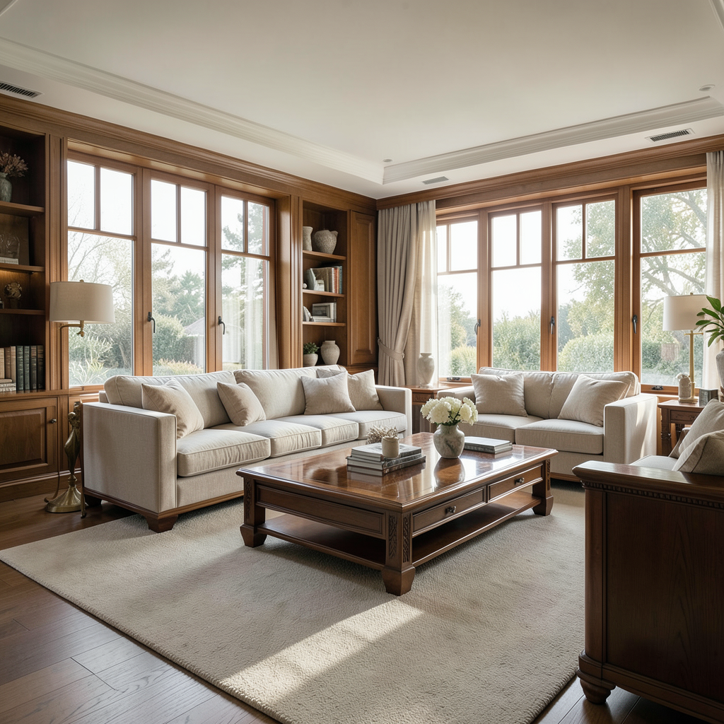 Salón elegante amueblado con piezas de yecla muebles de alta calidad